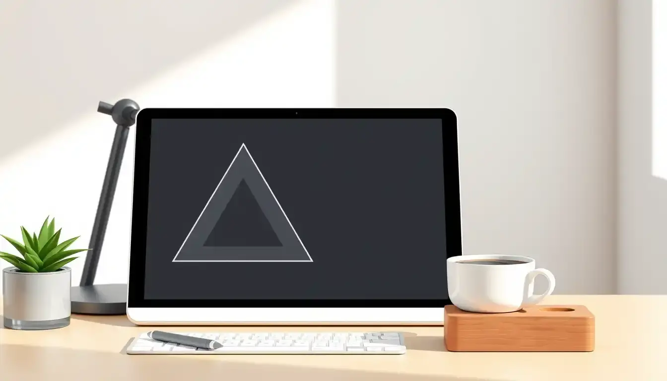 Geometrische Skizze zur Berechnung der Höhe im Dreieck auf einem Tablet