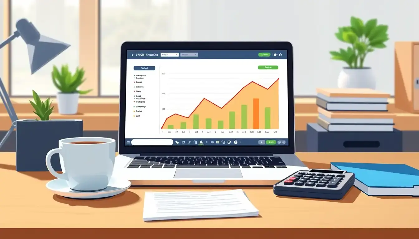 Laptop auf Schreibtisch zeigt Finanzdaten für PayPal Gebühr berechnen Analyse