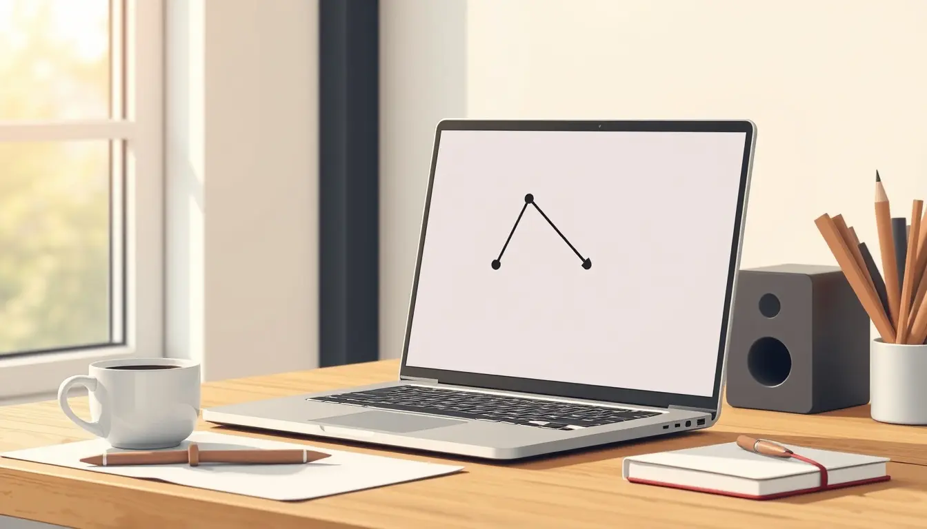 Laptop zeigt eine Parabel-Grafik zur Berechnung des Scheitelpunkts in einem modernen Büro