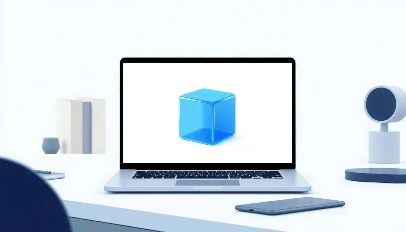 3D Zylinder Modell auf einem Laptop Screen für Geometrie Berechnungen