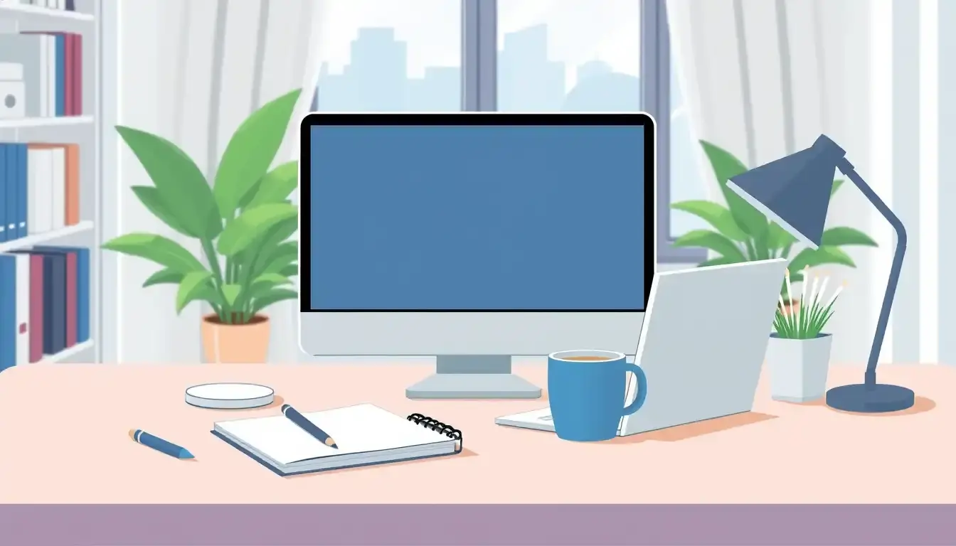 Schreibtisch mit Laptop und Notizbuch zur Planung der Berechnung Arbeitslosengeld 1