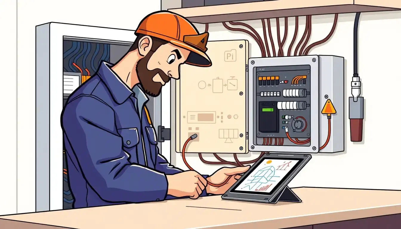 Elektriker bei der Planung einer Elektroinstallation mit Fokus auf Kupferkabel