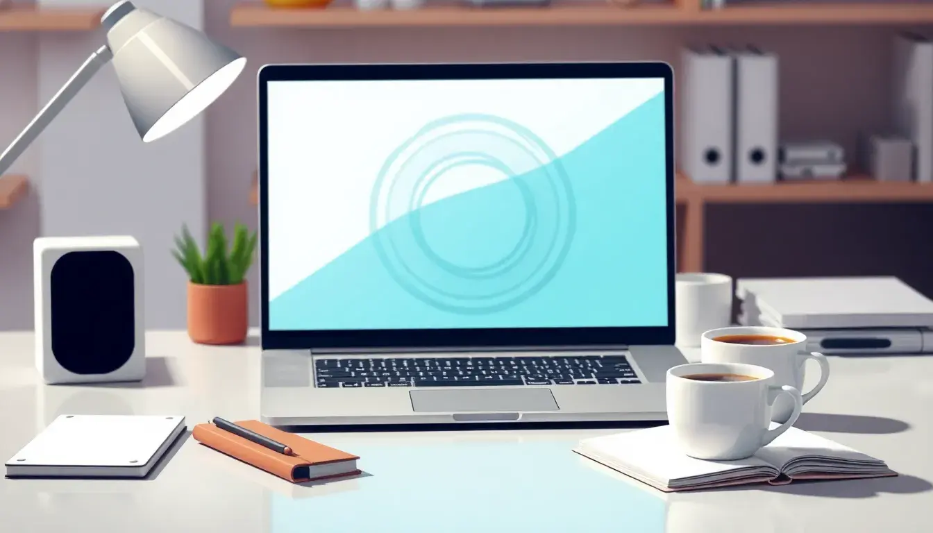 Laptop zeigt eine geometrische Grafik für die Berechnung Umfang Kreis