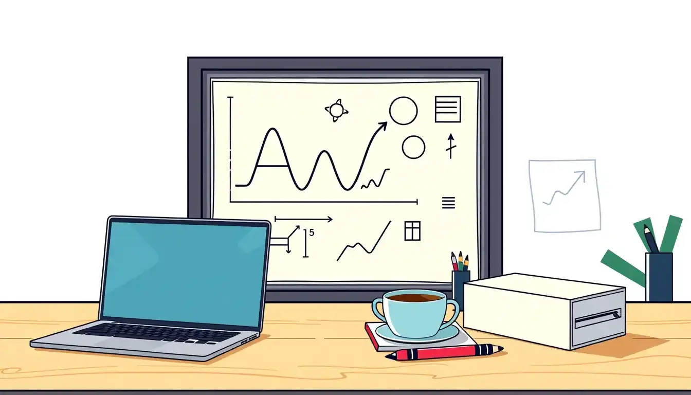 Ein Laptop auf einem Schreibtisch zeigt mathematische Graphen zum Extremstellen berechnen.