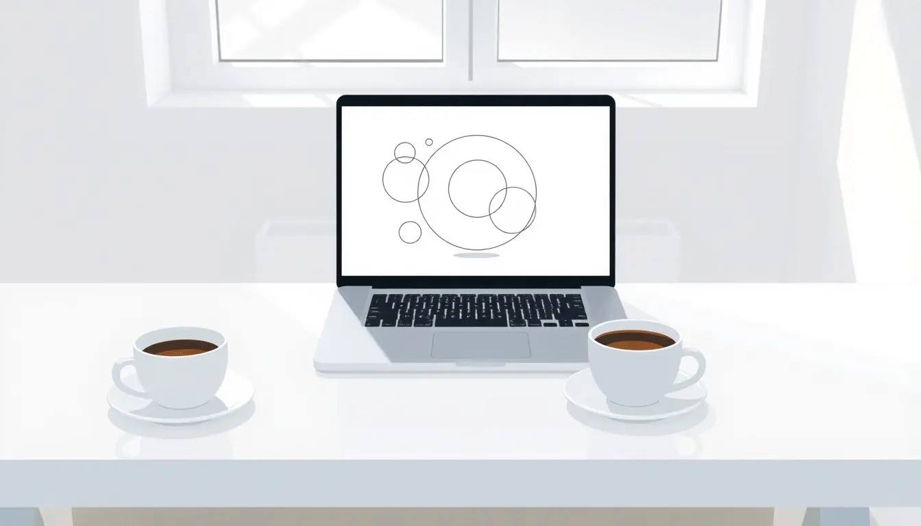 Geometrische Skizzen eines Kreises auf einem modernen Laptop-Bildschirm