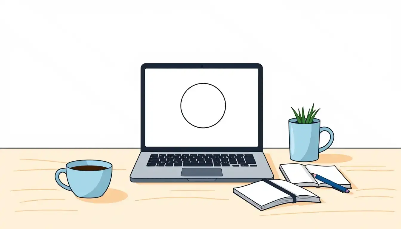Geometrie-Diagramm eines Kreises auf einem Laptop in einem modernen Büro