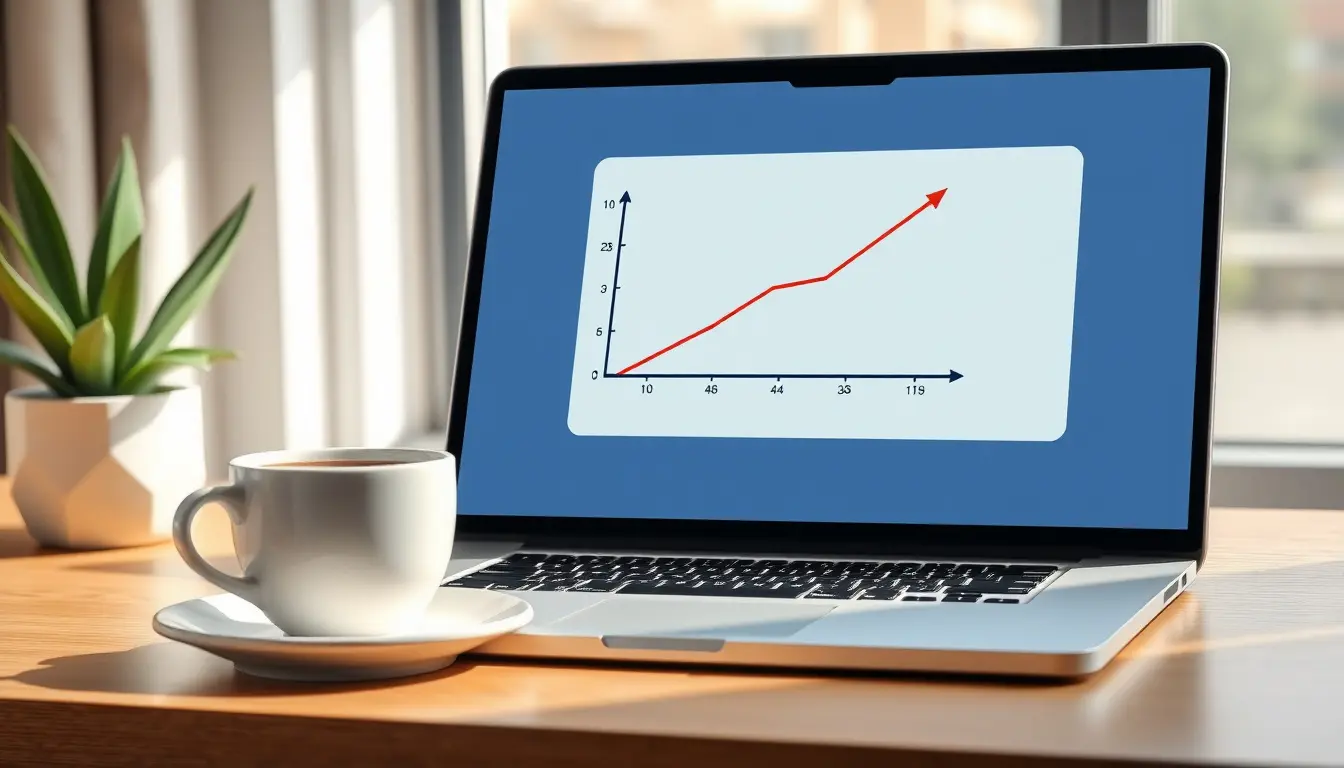 Moderner Arbeitsplatz mit Laptop zeigt einen Graphen zum Wendepunkte berechnen