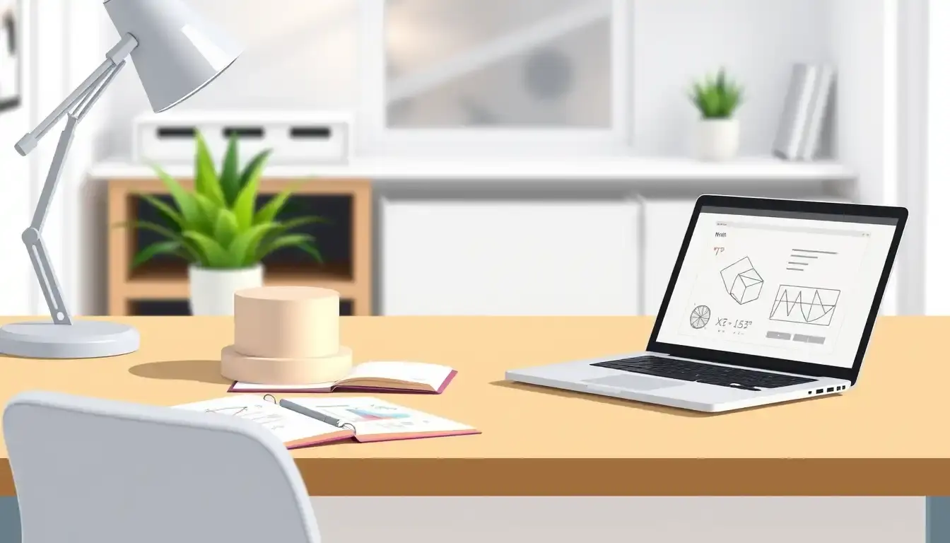 3D Zylinder Modell auf Schreibtisch mit Notizbuch und Laptop