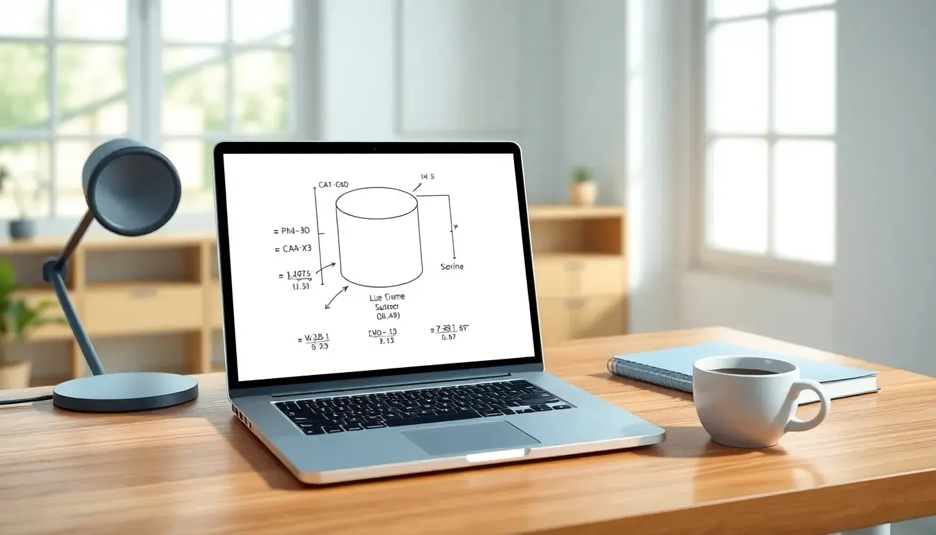 Laptop zeigt 3D Zylinder Modell für die Berechnung des Volumens eines Zylinders