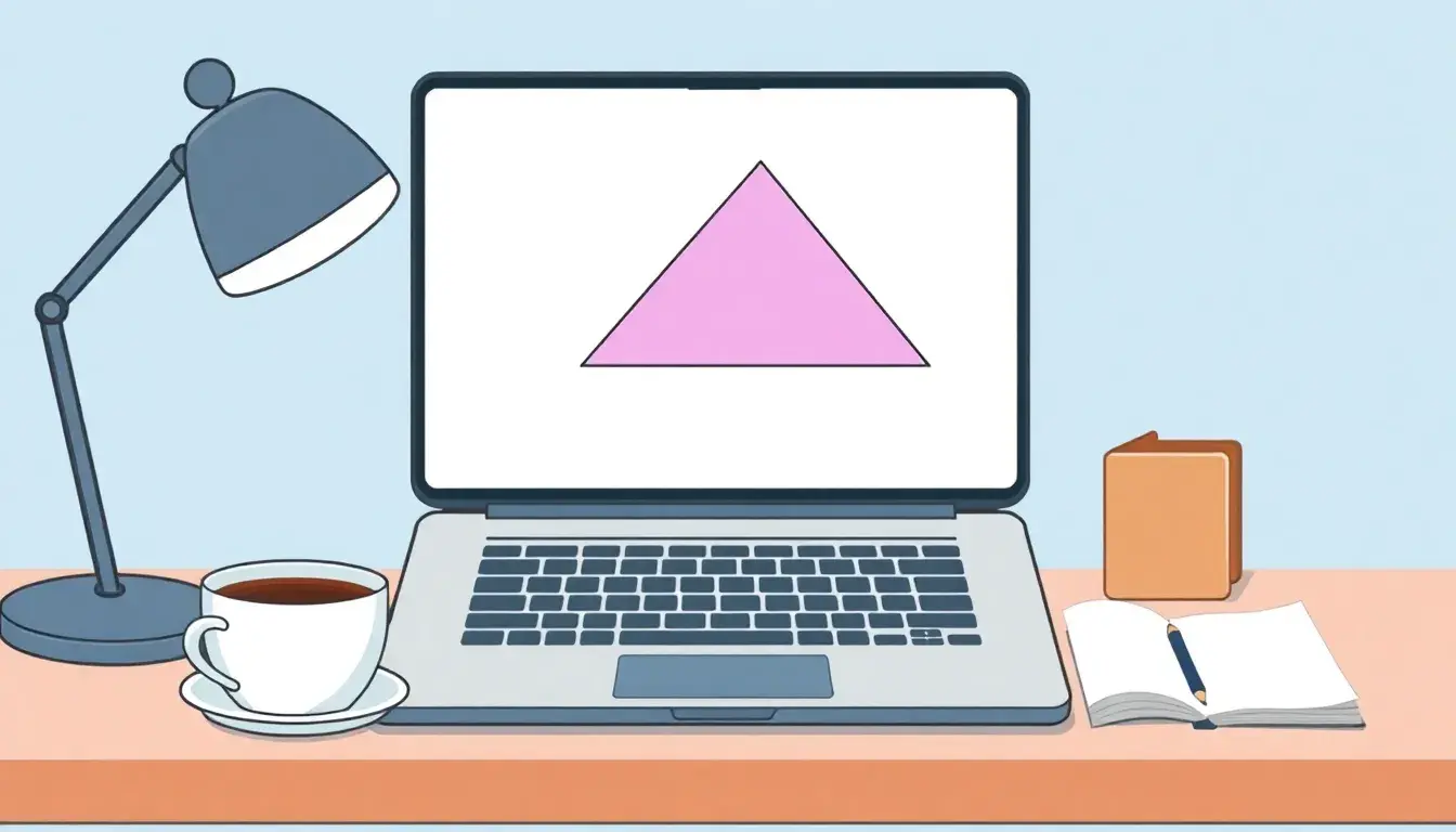 Laptop zeigt Geometrie-Diagramm zur Berechnung eines Winkels im Dreieck