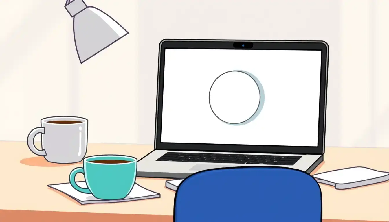 Laptop zeigt geometrische Skizze zur Berechnung Kreisfläche auf modernem Schreibtisch