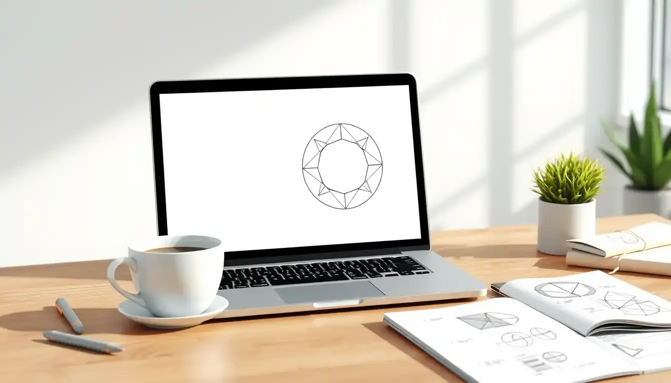 Moderner Schreibtisch mit Laptop und Kreisgeometrie-Diagramm für Fläche Kreis berechnen