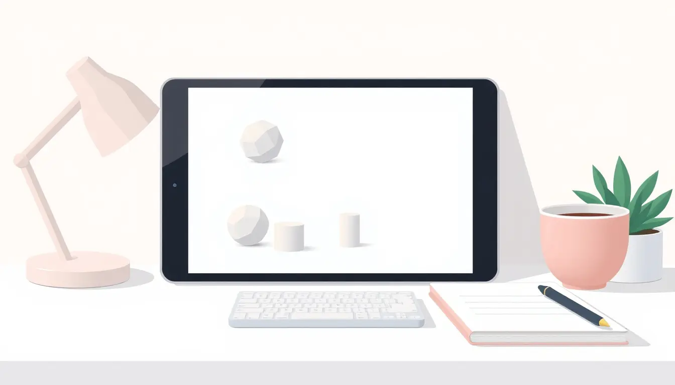 Digitale Anzeige geometrischer Formen zur Berechnung vom Volumen auf einem Tablet