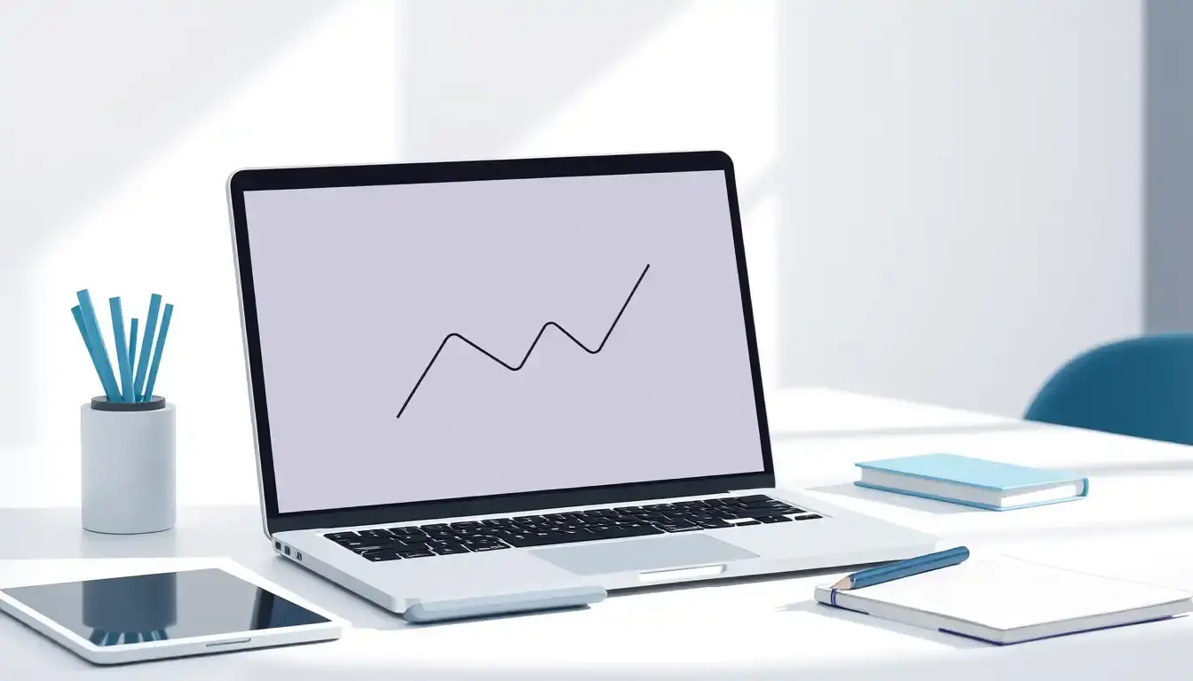 Zwei sich schneidende Linien auf einem modernen Laptop-Bildschirm zur Berechnung von Schnittpunkten