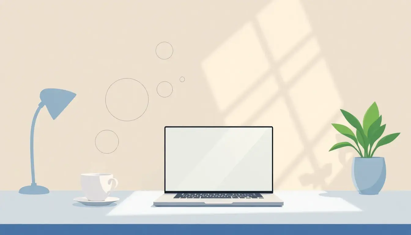 Laptop auf Schreibtisch zeigt Geometrie-Grafiken zum Thema Kreis Fläche berechnen