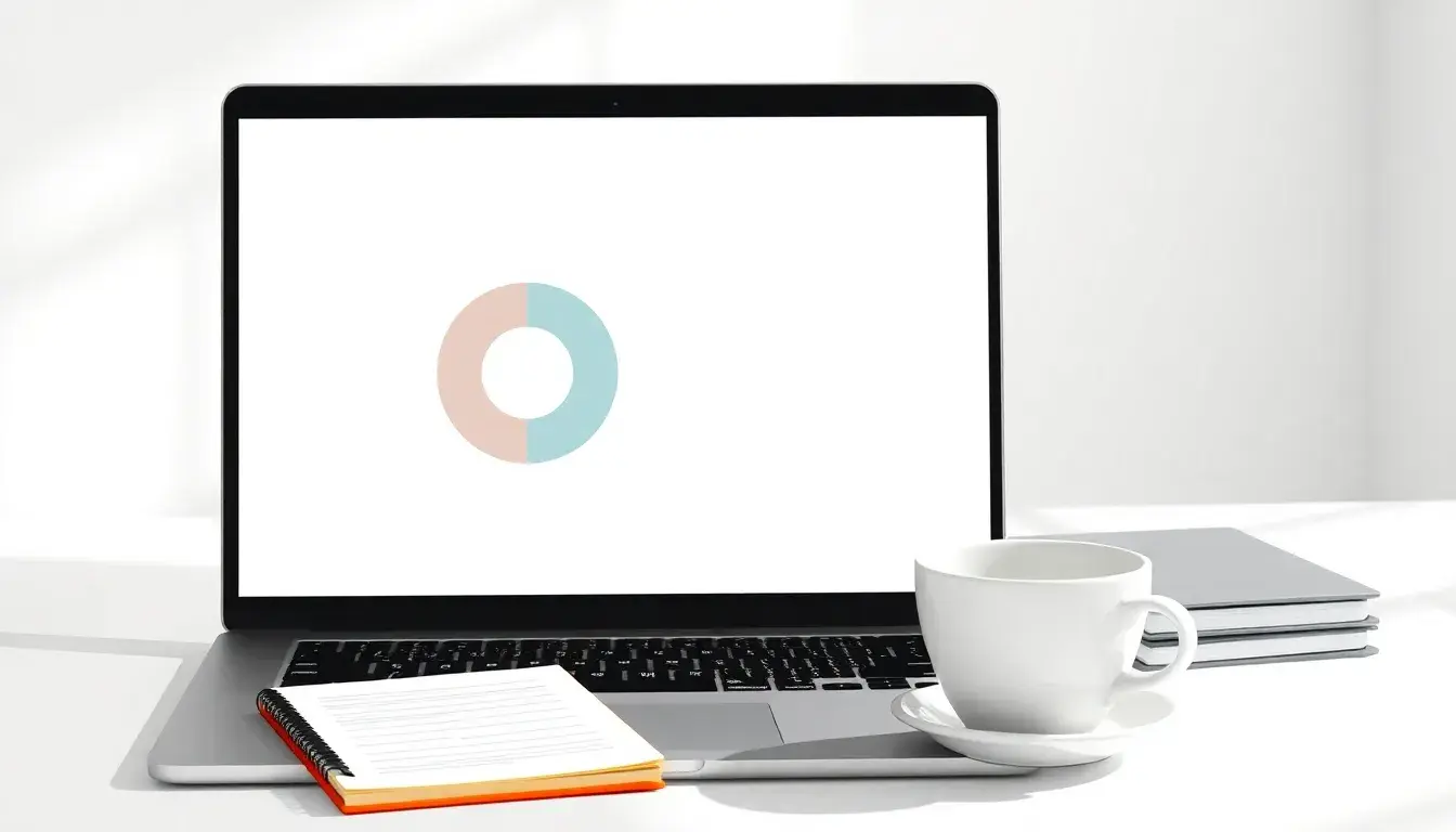 Laptop zeigt geometrische Skizze zum Durchmesser vom Kreis berechnen auf hellem Schreibtisch