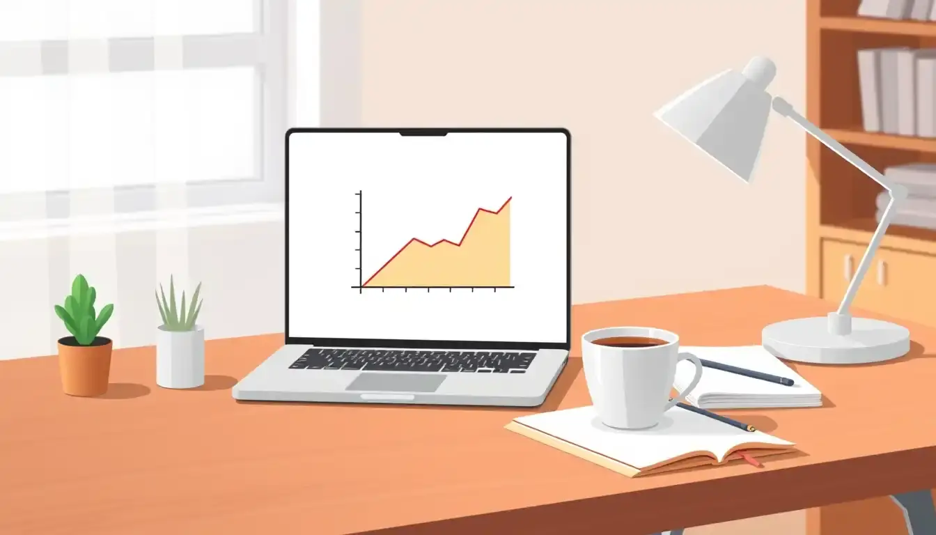 Moderner Arbeitsplatz mit Fokus auf mathematische Präzision und Prozentrechnung