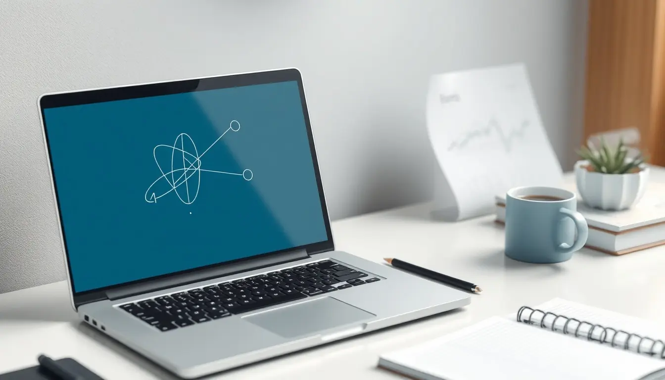 Laptop auf Schreibtisch zeigt Formel zum Stromstärke berechnen