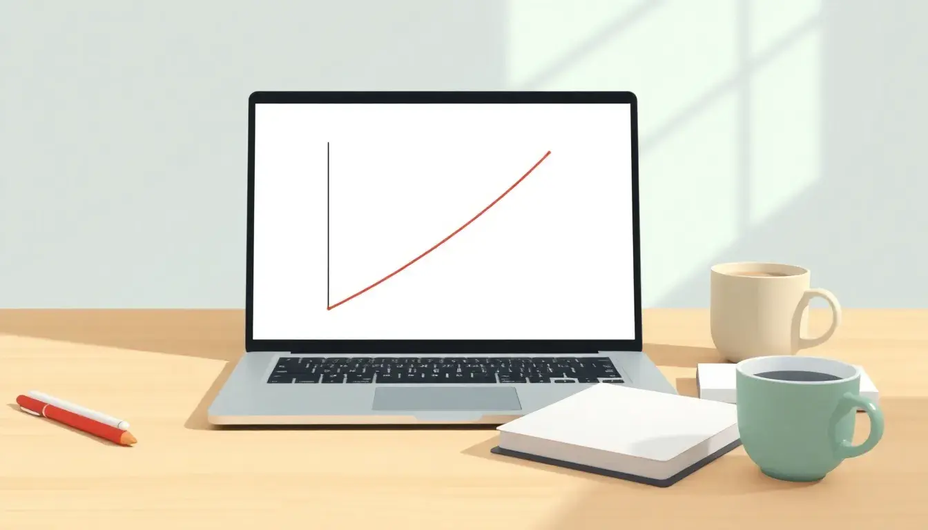 Mathematischer Graph einer Tangente an einer Funktion auf einem Laptop-Bildschirm