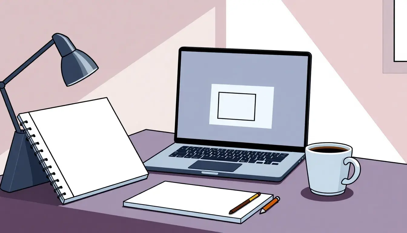 Laptop auf Schreibtisch zeigt geometrische Skizze zum Umfang eines Rechtecks