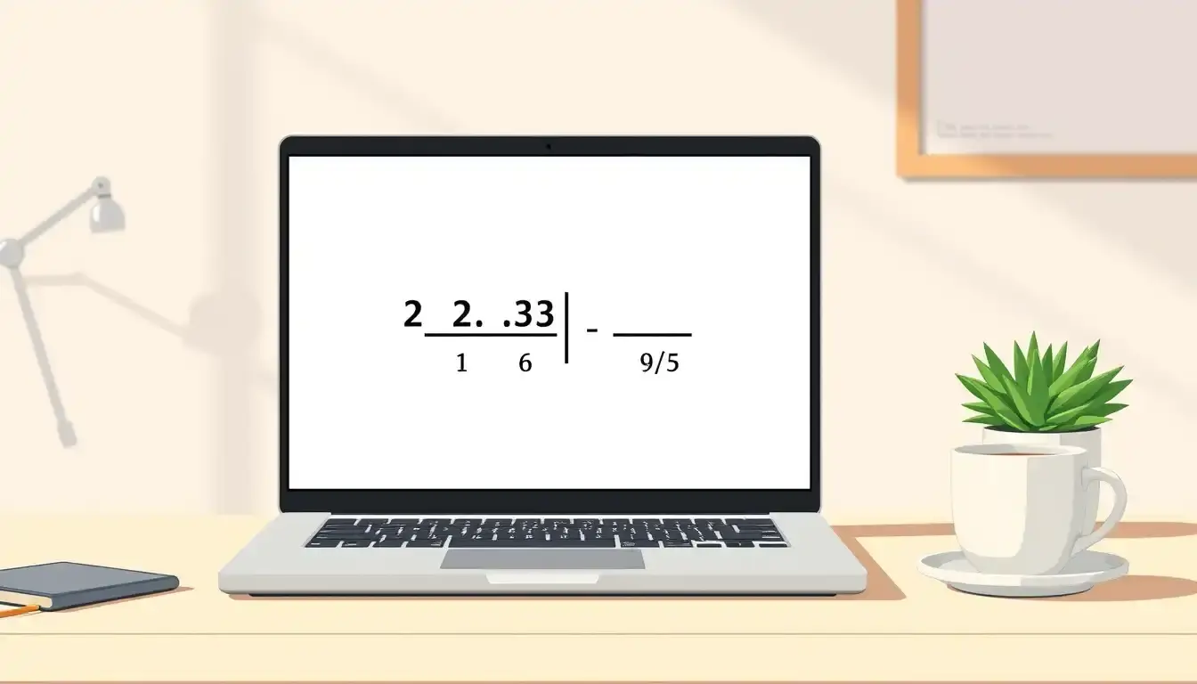 Moderner Arbeitsplatz mit Laptop zeigt eine saubere Oberfläche zum Verhältnis berechnen