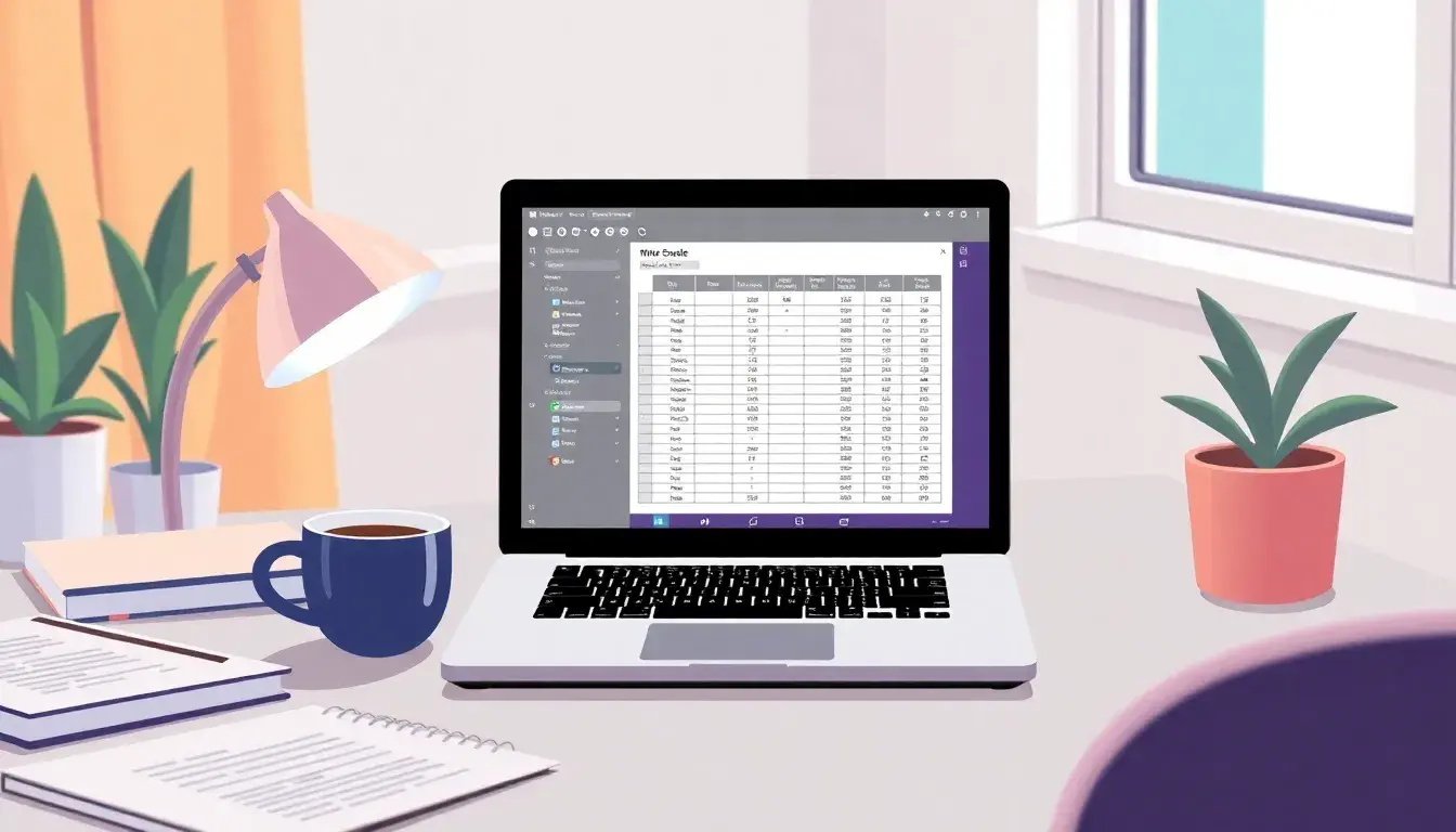 Ein Laptop auf einem Schreibtisch zeigt eine Tabelle zur Altersberechnung in Excel.