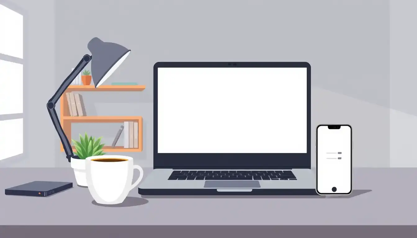 Moderner Laptop auf Schreibtisch zeigt Prozentrechnen Tool von Calczen