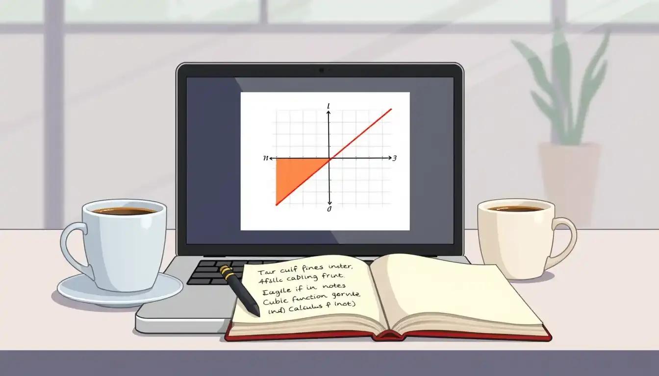 Mathematischer Graph einer kubischen Funktion mit markiertem Wendepunkt auf einem Laptop-Bildschirm.